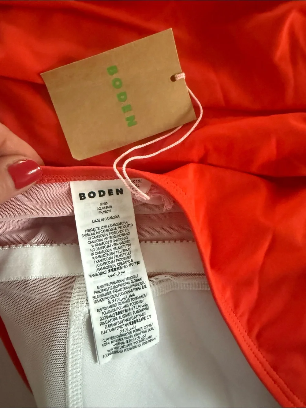 Women’s Boden, orange one-Piece Swimsuit 10L